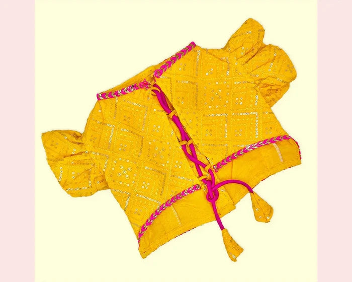 Yellow Pink Dog Lehenga Choli | Dog Wedding Dress Outfit