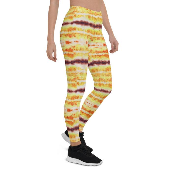 Yellow & Purple Tie Dye Print Leggings - Bloom Seventy Seven